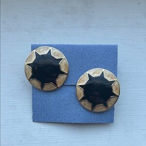 Gold and Black Star Earrings